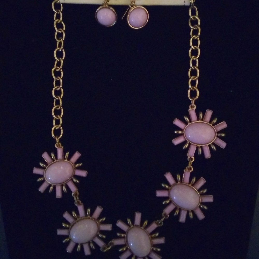 Gold Plated Lavender Necklace Set